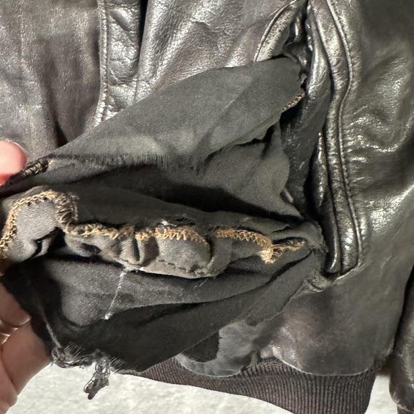 Vintage Banana Republic Jacket Mens Large Brown Leather Flight Bomber *FLAWS - Picture 4 of 12